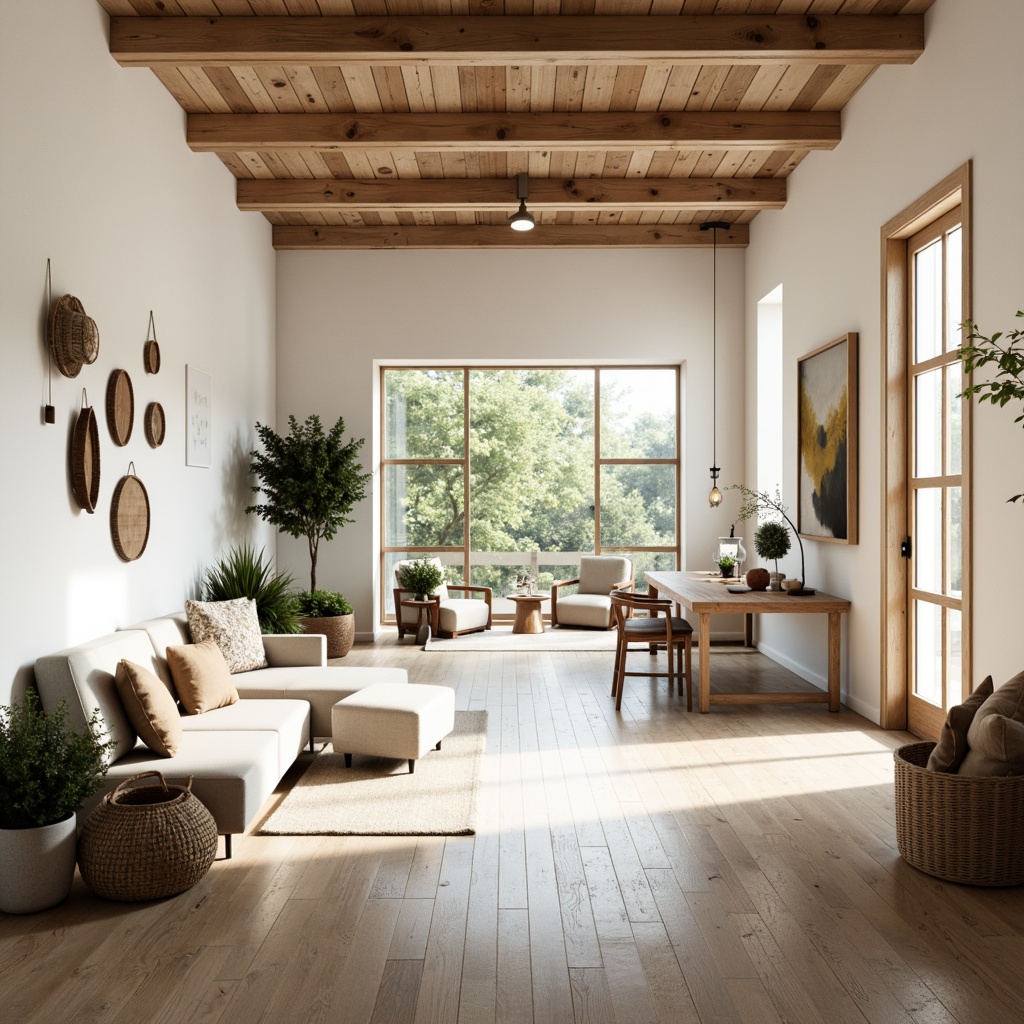 Prompt: Light-filled Scandinavian hall, minimalistic interior, creamy white walls, polished wooden floors, modern Nordic furniture, floor-to-ceiling windows, sliding glass doors, natural textiles, woven baskets, potted greenery, rustic wooden beams, cozy reading nooks, soft warm lighting, shallow depth of field, 3/4 composition, panoramic view, realistic textures, ambient occlusion.Let me know if you'd like me to generate another one!