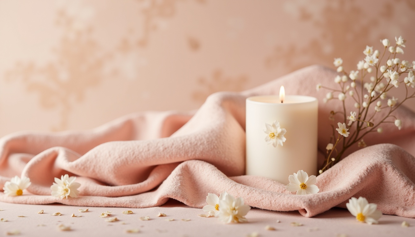 Prompt: Soft blush tones, gentle peach hues, warm beige backgrounds, delicate floral patterns, subtle rose gold accents, calming pastel shades, soothing cream textures, cozy velvet fabrics, intimate candlelit ambiance, serene natural lighting, shallow depth of field, 1/1 composition, realistic renderings, ambient occlusion.