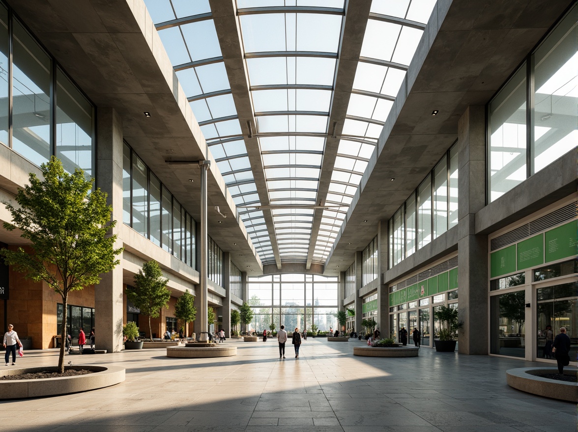 Prompt: Spacious bus station interior, high ceilings, clerestory windows, skylights, transparent roof panels, reflective surfaces, polished floors, minimalist design, open-plan waiting areas, curved benches, steel column supports, green walls, living plants, natural stone flooring, warm color schemes, soft diffused lighting, 1/1 composition, shallow depth of field, realistic textures, ambient occlusion.