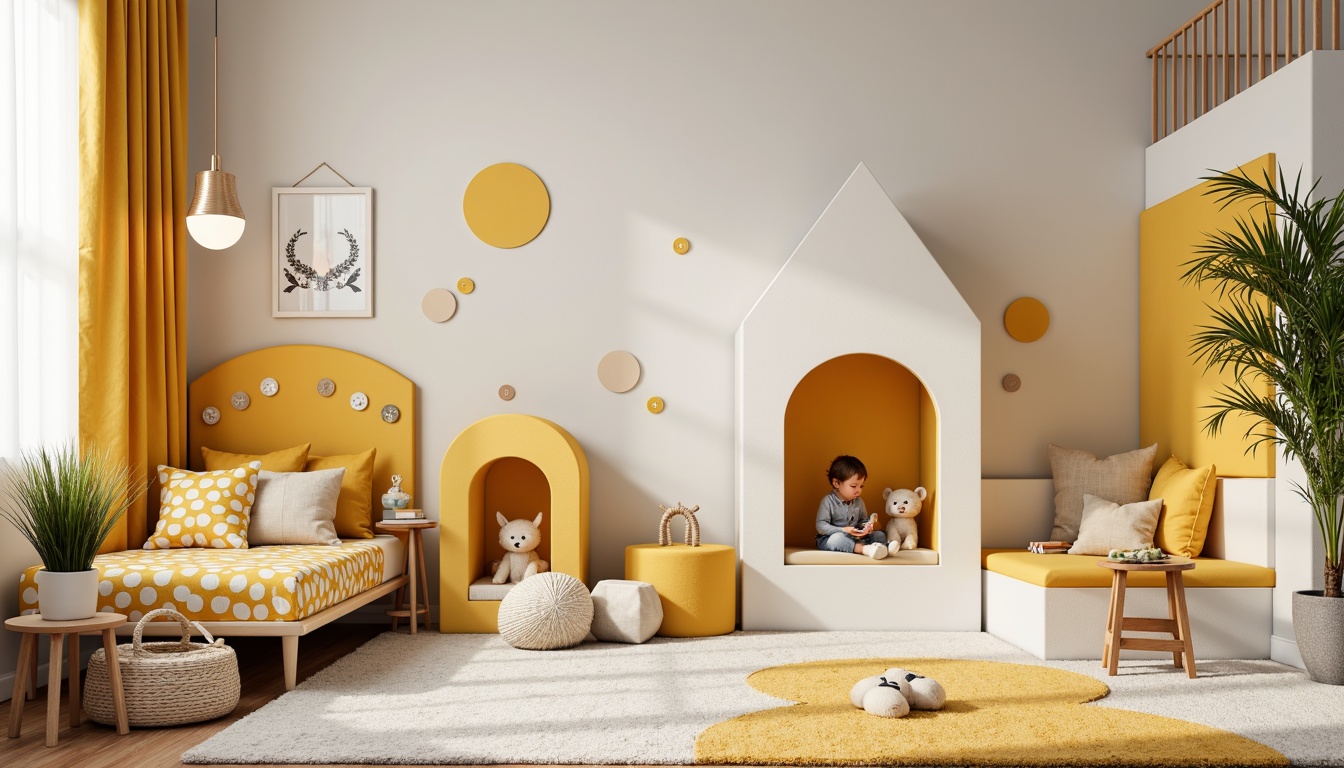 Prompt: Whimsical kids' room, playful furniture, bright color accents, soft area rugs, plush carpet flooring, textured berber loop piles, warm beige tones, creamy white hues, bold graphic patterns, geometric shapes, fun polka dots, educational wall decals, interactive floor mats, cozy reading nooks, task lighting fixtures, 1/1 composition, softbox lighting, shallow depth of field, realistic textures.