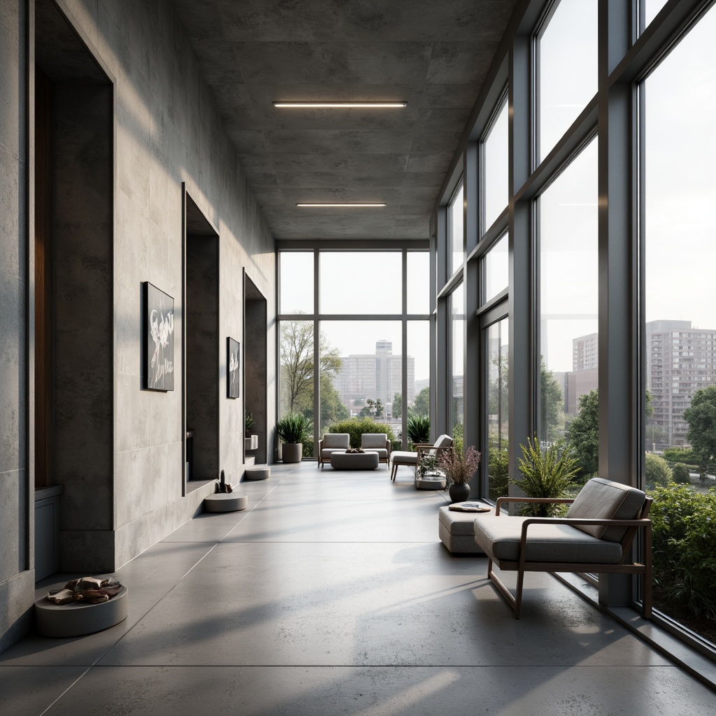 Prompt: Simple and elegant hallway, minimal ornamentation, monochromatic color scheme, clean lines, sleek furniture, low-profile lighting, polished concrete floors, industrial-chic metal accents, sparse greenery, natural light pouring through floor-to-ceiling windows, shallow depth of field, 1/1 composition, panoramic view, realistic textures, ambient occlusion.