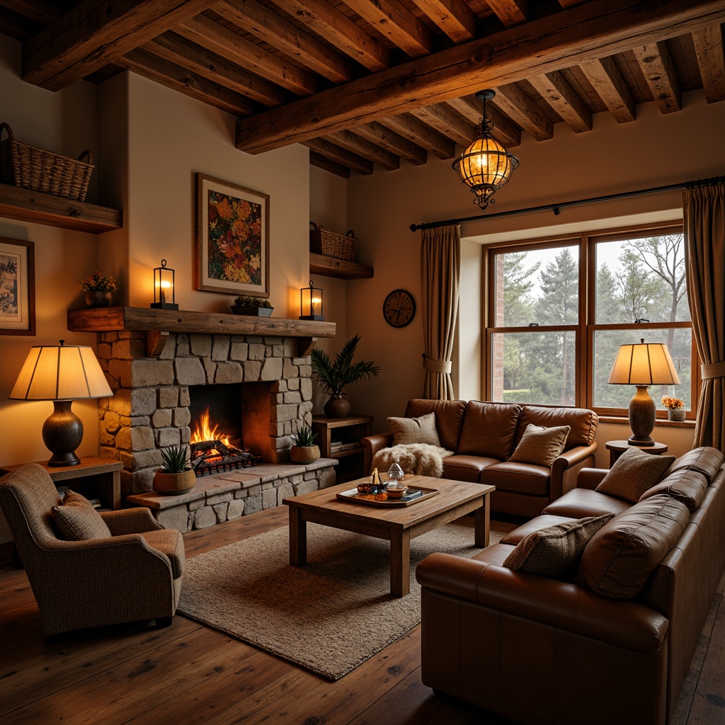 Rustic Style Family Room Interior Design Ideas