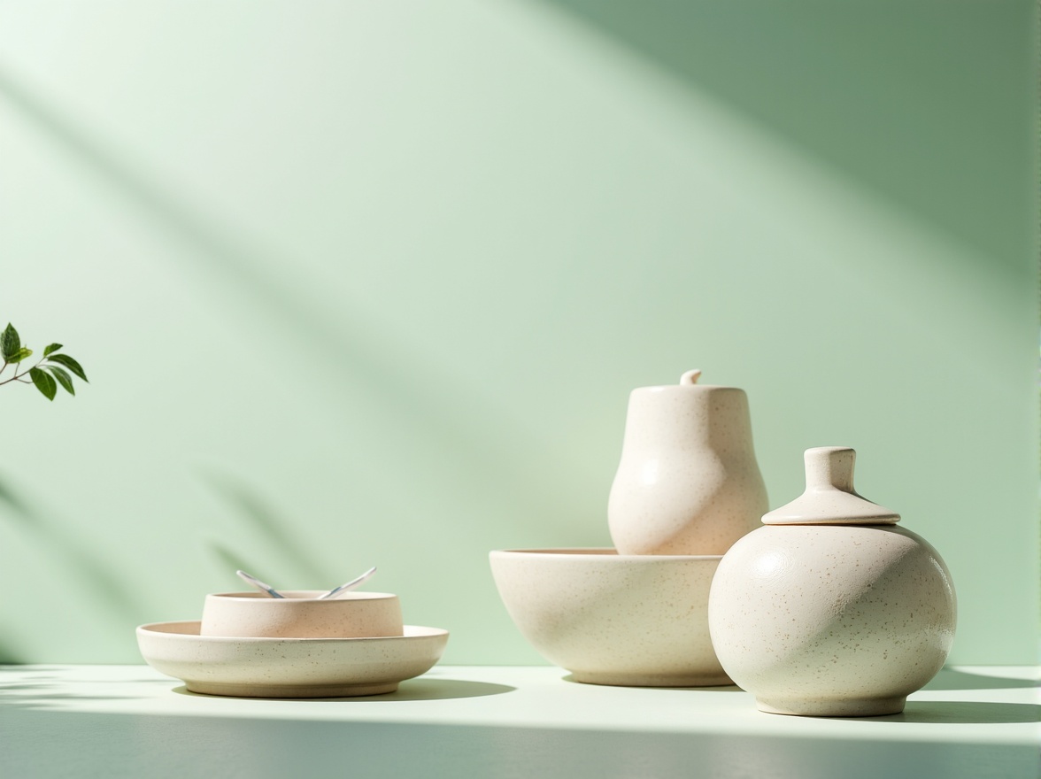 Prompt: Celadon-inspired color scheme, soft pale green hues, creamy whites, warm beige tones, subtle blue undertones, delicate ceramic textures, traditional Chinese influences, elegant simplicity, minimalist composition, serene atmosphere, natural light filtering, shallow depth of field, 1/1 aspect ratio, realistic rendering, ambient occlusion.