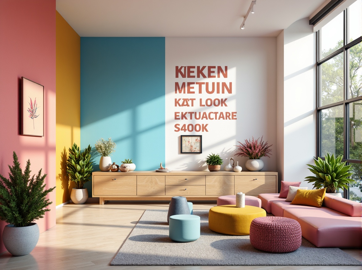 Prompt: Vibrant design studio, modern color palette, bold typography, contrasting hues, harmonious gradations, pastel accents, rich textures, metallic finishes, sleek minimalism, Scandinavian-inspired aesthetic, natural light, airy atmosphere, 1/2 composition, soft focus, realistic rendering, ambient occlusion.