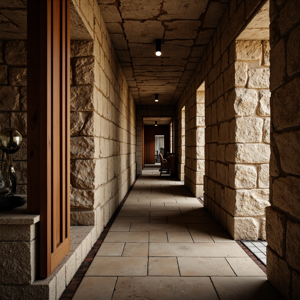 Prompt: Richly textured walls, earthy color palette, organic natural materials, rugged stone accents, wooden paneling, 3D geometric patterns, embossed designs, raised elements, tactile experiences, cozy intimate ambiance, warm soft lighting, dramatic shadows, atmospheric perspective, 1/2 composition, realistic renderings, subtle noise textures.