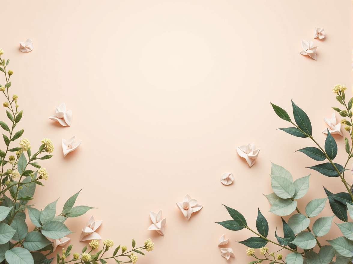 Prompt: Soft peach tones, creamy whites, calming blues, muted greens, warm beige accents, subtle gold metallic, natural wood textures, gentle gradient transitions, delicate florals, elegant typography, minimalist composition, balanced contrast, soothing atmosphere, morning light, shallow depth of field, 1/2 composition, realistic rendering.