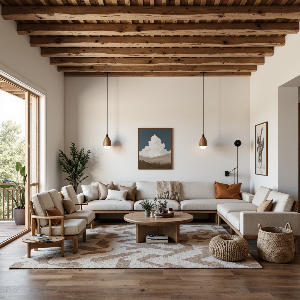 Prompt: Cozy Scandinavian family room, minimalistic wooden furniture, plush sectional sofas, geometric patterned rugs, nature-inspired wall art, rustic wooden coffee tables, woven baskets, pendant light fixtures, soft warm lighting, 1/1 composition, shallow depth of field, realistic textures, ambient occlusion.Let me know if you need any adjustments!