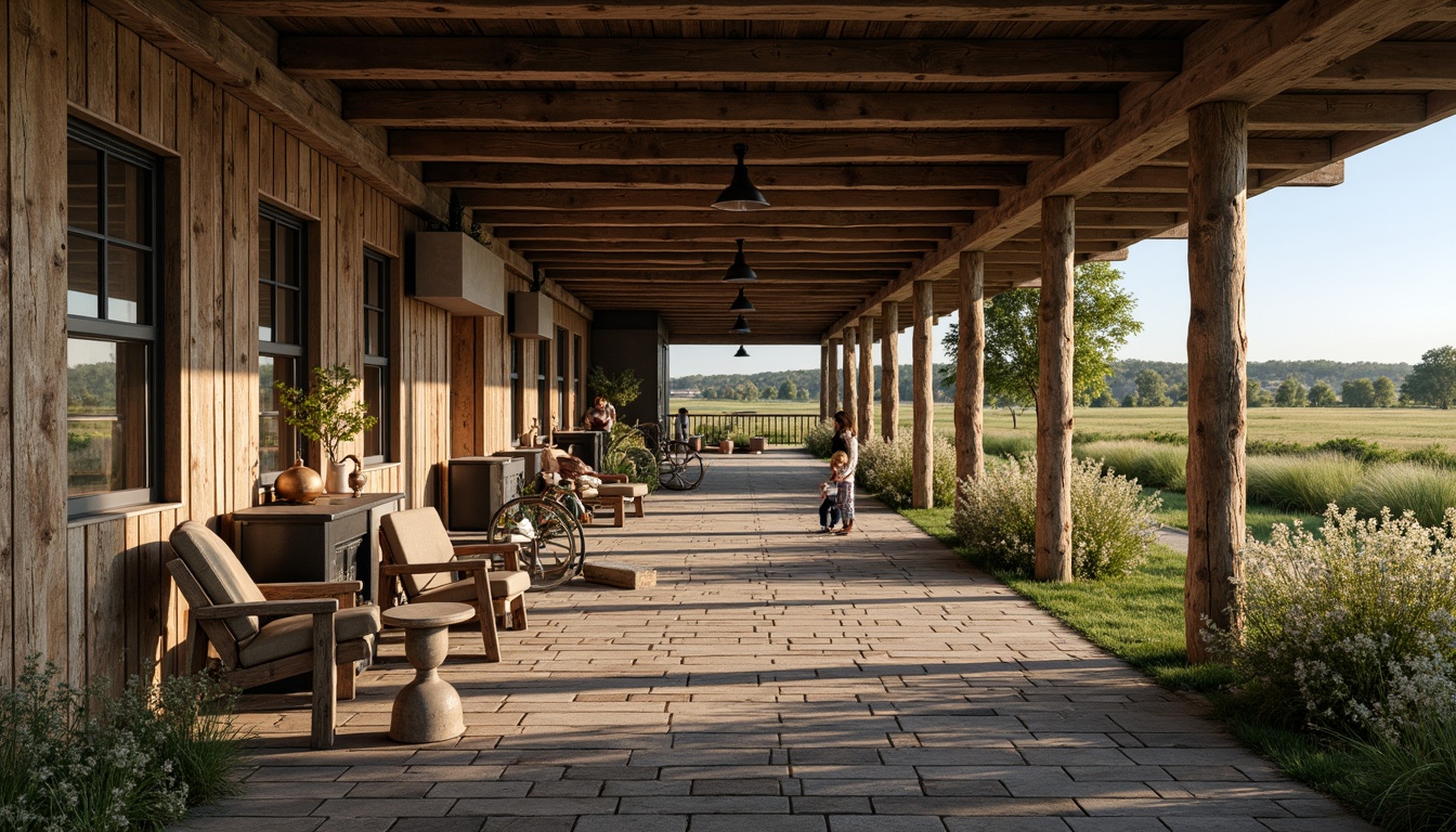 Prompt: Rustic farmhouse, weathered wooden planks, distressed metal accents, vintage farm equipment, wildflower fields, natural stone pathways, earthy color palette, rough-hewn timber frames, reclaimed wood furnishings, soft warm lighting, shallow depth of field, 3/4 composition, panoramic view, realistic textures, ambient occlusion.