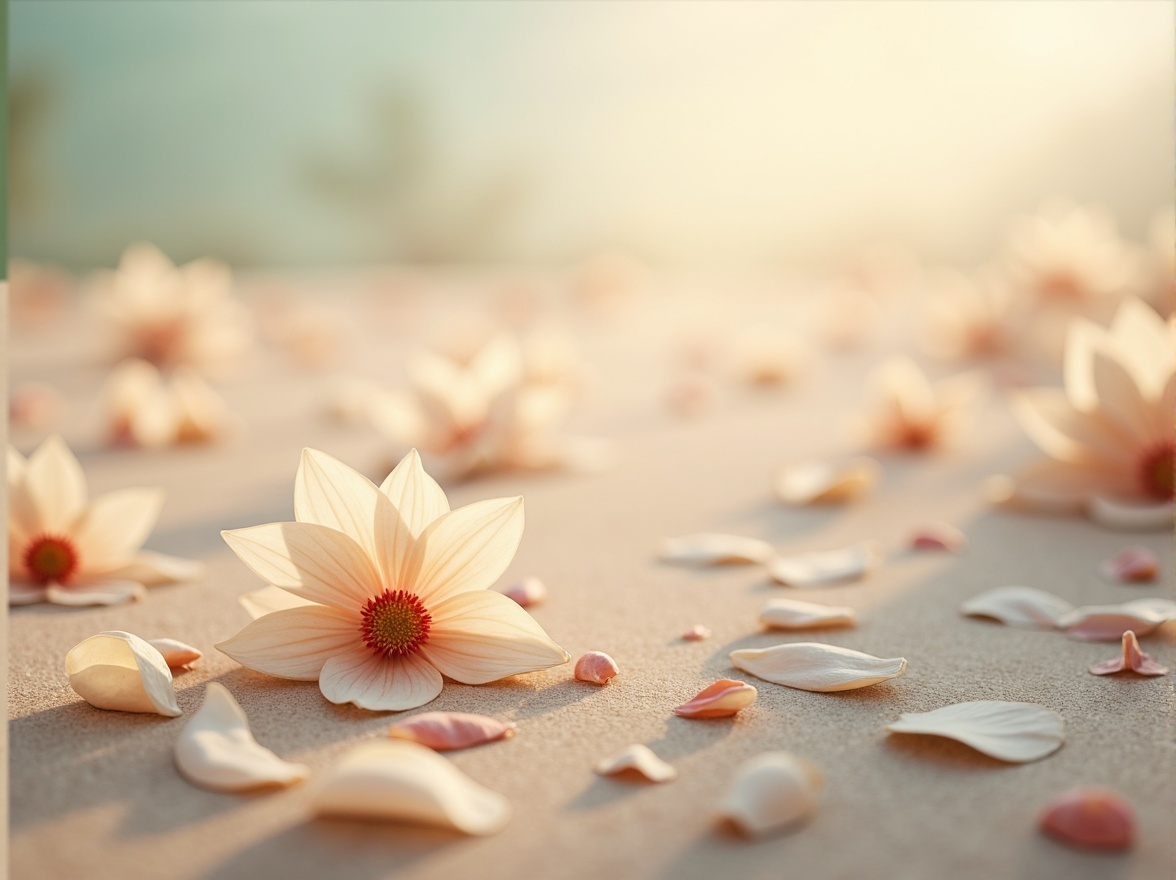 Prompt: Soft pastel hues, calming atmosphere, serene natural surroundings, gentle flower petals, delicate watercolor textures, subtle gradient transitions, warm beige tones, creamy whites, pale blues, muted greens, earthy terracotta shades, soft peach undertones, golden hour lighting, shallow depth of field, 2/3 composition, realistic brushstrokes, ambient occlusion.