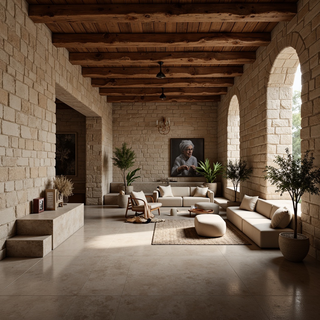 Prompt: Rustic interior, textured walls, earthy tones, natural stone accents, wooden beams, exposed brick, industrial chic, modern minimalist decor, cozy ambiance, warm soft lighting, shallow depth of field, 1/1 composition, realistic textures, ambient occlusion.