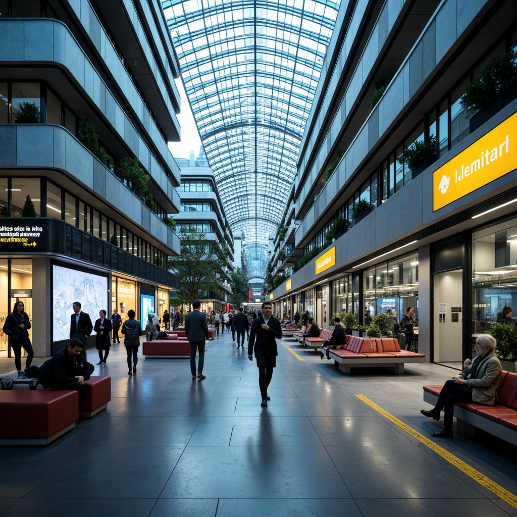 Prompt: Vibrant metro station, modern architecture, sleek glass roofs, bright LED lighting, clear signage, intuitive navigation, directional arrows, informative displays, real-time schedules, route maps, pedestrian flow management, comfortable waiting areas, stainless steel handrails, durable flooring materials, urban cityscape, busy commuter atmosphere, shallow depth of field, 3/4 composition, panoramic view, realistic textures, ambient occlusion.