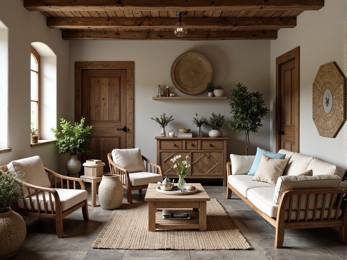 Prompt: Rustic wooden furniture, distressed finishes, soft linen upholstery, natural fabrics, vintage accessories, ornate carvings, curved lines, elegant proportions, classic designs, warm beige colors, creamy whites, soft blues, rich woods, stone floors, plush area rugs, ambient lighting, soft focus, shallow depth of field, 1/1 composition, realistic textures.