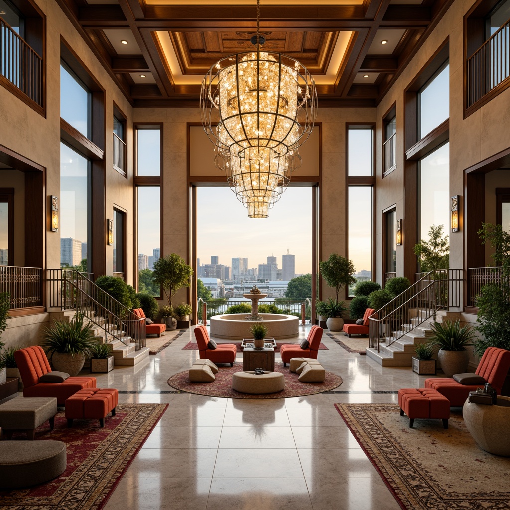 Prompt: Elegant mansion, lavish interior, marble floors, crystal chandeliers, plush carpets, opulent furnishings, rich wood paneling, sleek metal accents, grand staircase, high ceilings, expansive windows, breathtaking city views, warm golden lighting, soft focus, 1/1 composition, realistic reflections, ambient occlusion.