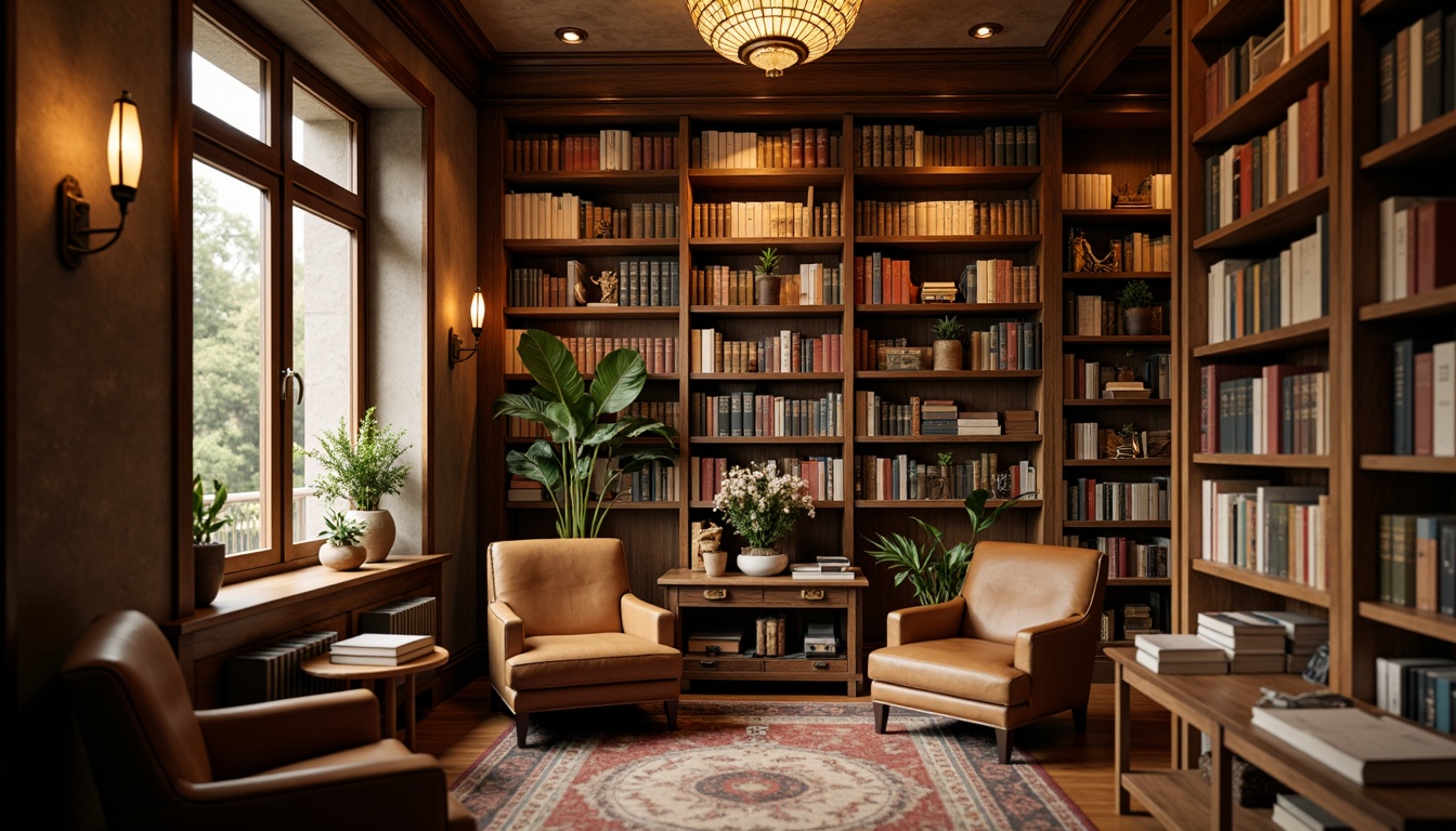 Prompt: Cozy bookstore interior, warm wooden shelves, comfortable reading nooks, rich leather armchairs, soft golden lighting, earthy tone color palette, natural wood accents, vintage book collections, classic literature displays, calm atmosphere, shallow depth of field, 2/3 composition, realistic textures, ambient occlusion.