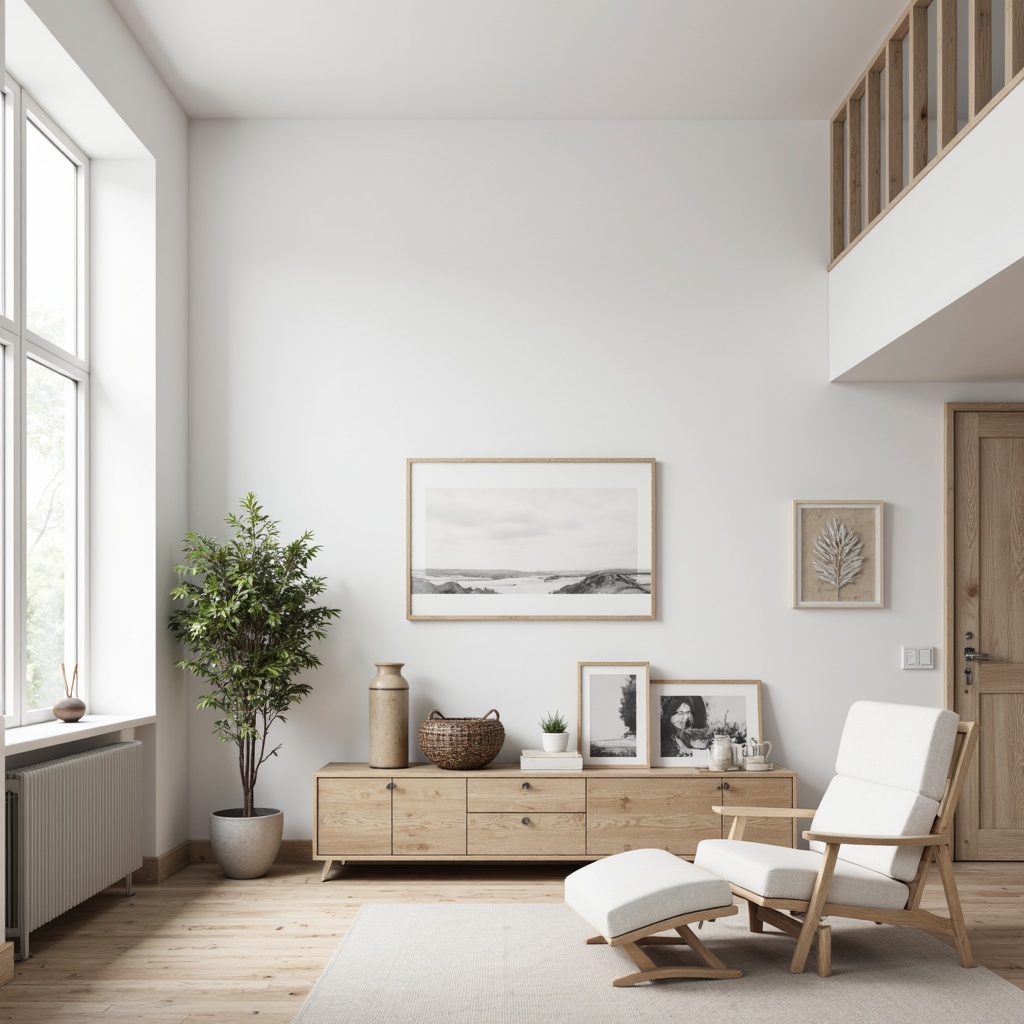 Prompt: Simple white walls, clean lines, minimal decor, natural light, airy spaces, sleek furniture, monochromatic color scheme, subtle textures, industrial materials, reclaimed wood accents, geometric shapes, functional layouts, decluttered atmosphere, soft warm lighting, shallow depth of field, 1/1 composition, realistic renderings, ambient occlusion.