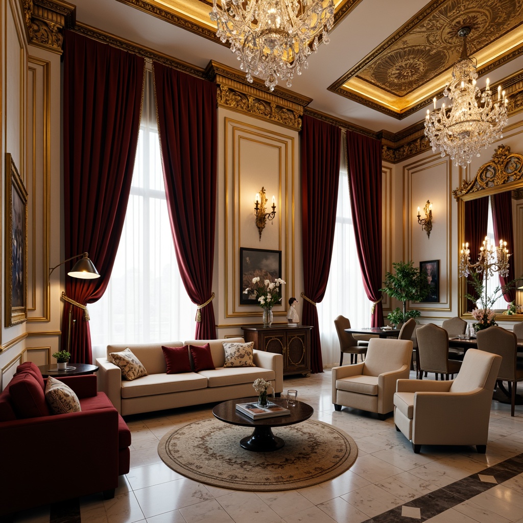 Prompt: Luxurious apartment interior, ornate gold accents, intricate carvings, lavish furnishings, velvet drapes, crystal chandeliers, marble flooring, rich wood paneling, decorative moldings, grandiose ceiling designs, opulent fabrics, golden lighting fixtures, regal color palette, 3/4 composition, shallow depth of field, warm soft focus, realistic textures, ambient occlusion.