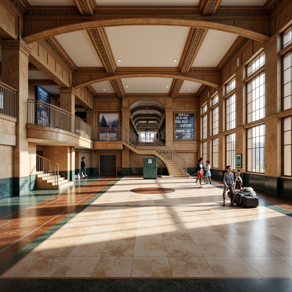 Prompt: \Grandiose gymnasium interior, neoclassical architecture, polished marble floors, intricate inlays, ornate wooden accents, high ceilings, large windows, natural light, elegant chandeliers, athletic equipment, basketball courts, running tracks, motivational quotes, inspirational murals, soft warm lighting, shallow depth of field, 1/1 composition, realistic textures, ambient occlusion.\Let me know if this meets your expectations!