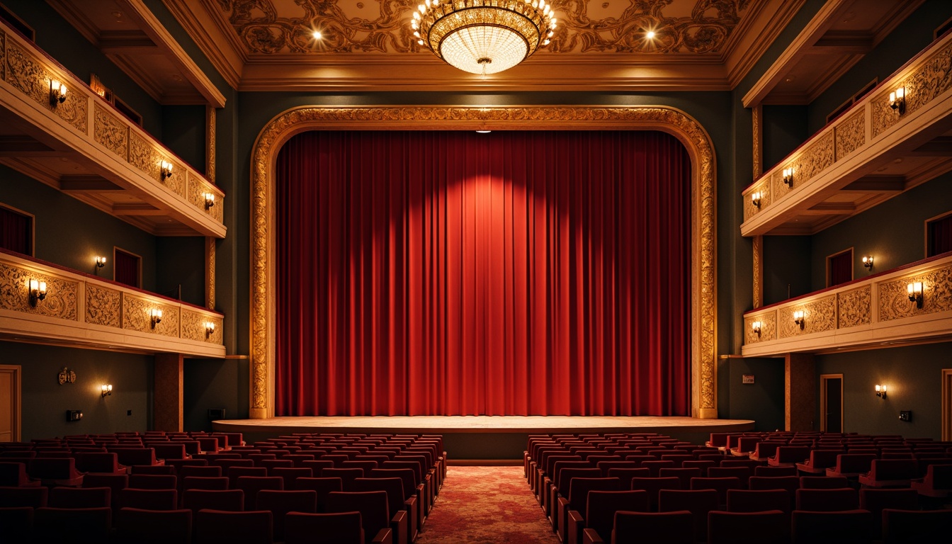 Prompt: Elegant theater interior, rich red velvet curtains, ornate golden balconies, soft warm glow, subtle color temperature shifts, cinematic lighting, high-contrast ratios, dramatic spotlights, diffuse fill lights, gentle fade-ins, realistic shadow rendering, warm-up lighting transitions, immersive atmosphere, 1/1 composition, shallow depth of field, low-key lighting, sophisticated LED systems, precise light beam control.