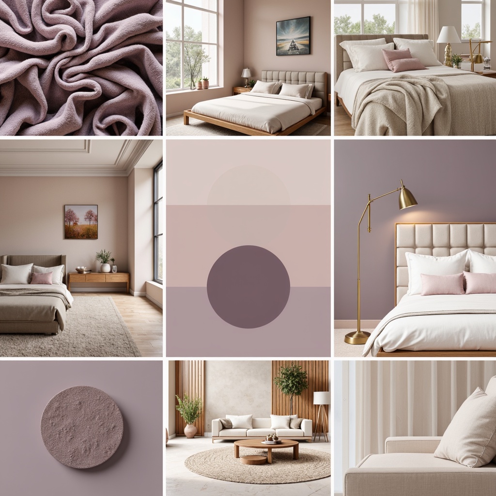 Prompt: Richly textured fabrics, luxurious velvet, soft pastel hues, calming beige tones, soothing lavender shades, earthy terracotta accents, metallic gold details, refined copper fixtures, sophisticated charcoal grays, creamy whites, warm wood undertones, subtle gradient effects, nuanced color transitions, harmonious palette balance, aesthetically pleasing contrasts, visual cohesiveness, atmospheric mood board, 3/4 composition, soft focus effect, cinematic lighting, realistic material rendering.