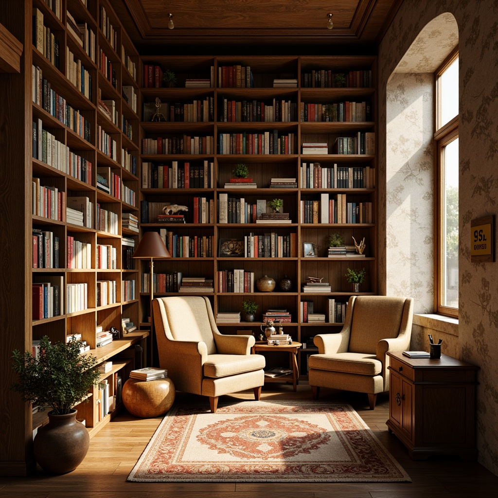 Prompt: Cozy bookstore, warm wooden shelves, vintage book collections, comfortable reading nooks, soft golden lighting, earthy tone color scheme, natural fabric textures, leather-bound books, rich walnut wood accents, classic typographic signs, inviting atmosphere, afternoon sunlight, subtle shadows, 1/2 composition, realistic renderings, ambient occlusion.