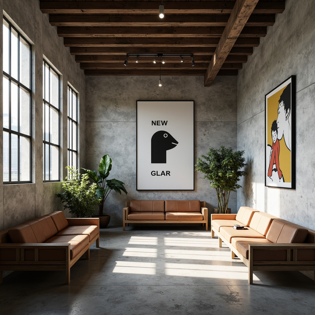 Prompt: Clean lines, industrial materials, functional simplicity, rectangular forms, primary color palette, bold typography, minimalist decor, empty space, natural light, steel windows, concrete floors, wooden accents, geometric patterns, abstract artwork, monochromatic scheme, 1/1 composition, high contrast lighting, shallow depth of field, cinematic atmosphere.