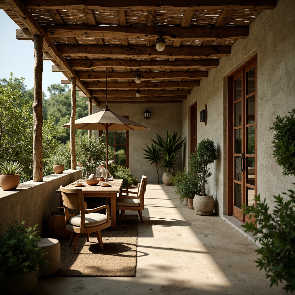 Prompt: Earthy olive tones, muted sage greenery, warm terracotta accents, natural stone textures, rustic wooden elements, vintage metal fixtures, soft warm lighting, shallow depth of field, 3/4 composition, realistic ambient occlusion, cozy intimate atmosphere, inviting outdoor spaces, lush foliage surroundings, serene landscape views.