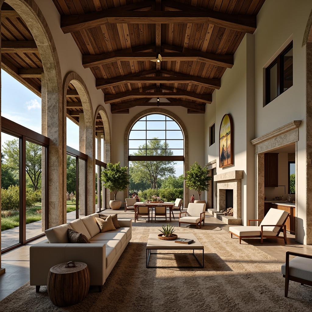 Prompt: Elegant pavilion, French country home, open floor plan, high ceilings, large windows, natural light, rustic wooden beams, stone fireplaces, cozy reading nooks, plush area rugs, soft warm lighting, shallow depth of field, 3/4 composition, panoramic view, realistic textures, ambient occlusion, countryside surroundings, lush greenery, blooming flowers, serene atmosphere, modern amenities, gourmet kitchen, spacious living areas, comfortable seating, rustic-chic decor.