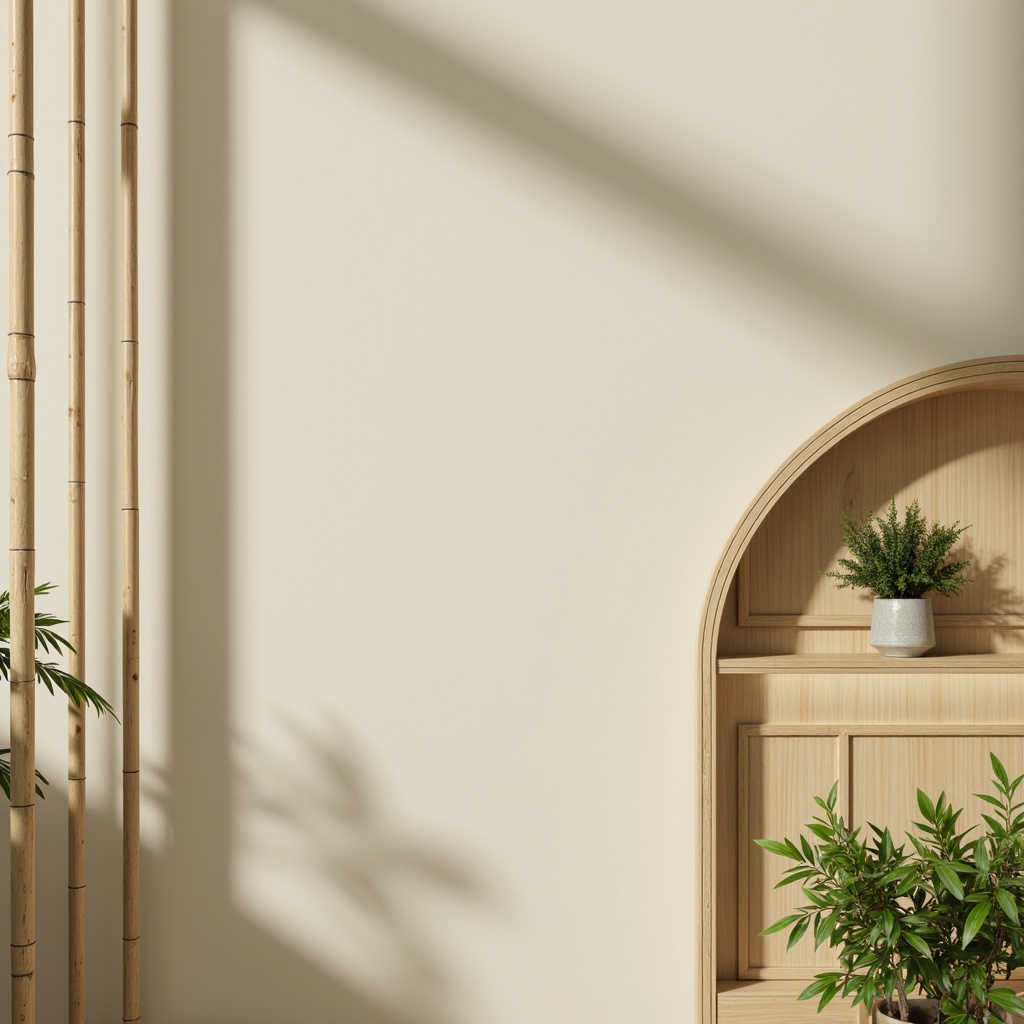 Prompt: Natural bamboo textures, earthy tone color palette, creamy whites, warm beige, soft sage greens, weathered wood accents, organic curves, minimalist decor, subtle natural patterns, ambient warm lighting, shallow depth of field, 1/2 composition, soft focus, realistic materials, gentle shadows.