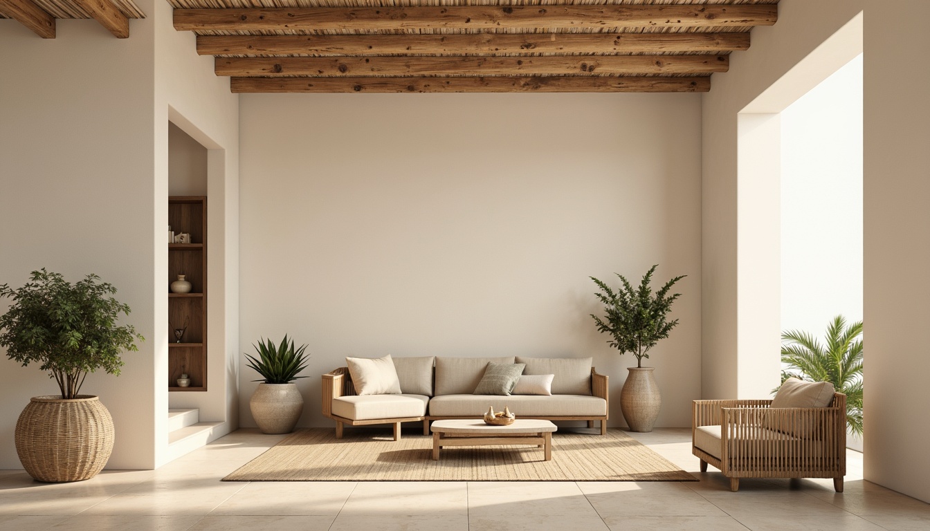 Prompt: Natural bamboo textures, earthy tone palette, soft beige walls, creamy white accents, rich walnut furniture, woven rattan patterns, organic shapes, minimal ornamentation, warm ambient lighting, subtle shadows, 1/1 composition, realistic renderings, detailed normal maps, natural materials, serene atmosphere, peaceful ambiance, modern simplicity.