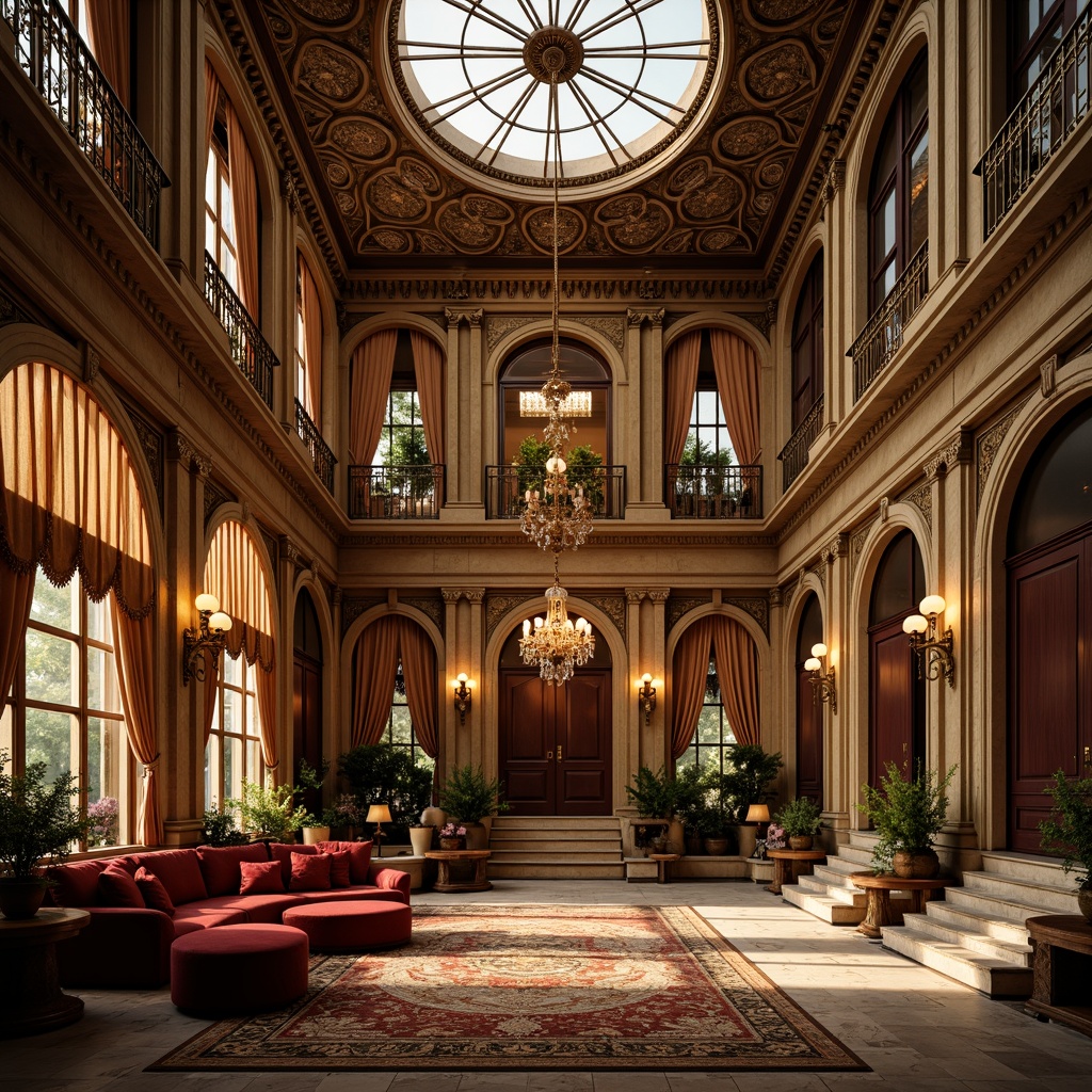 Prompt: Luxurious mansion, grandiose facade, intricately carved stonework, ornate balconies, decorative railings, lavish furnishings, rich velvet fabrics, gilded accents, crystal chandeliers, opulent marble floors, intricate mosaics, regal color palette, warm golden lighting, dramatic shadows, high-contrast composition, cinematic view, photorealistic textures, ambient occlusion.