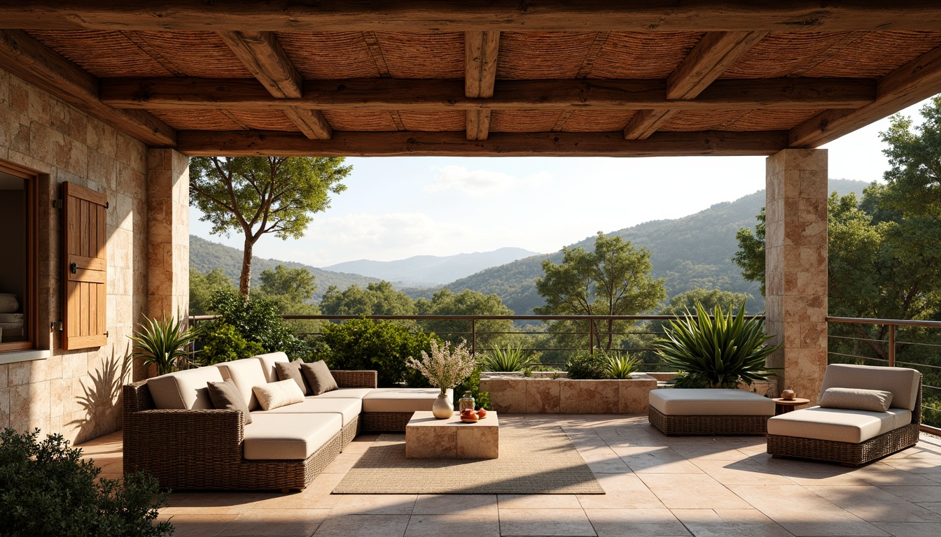 Prompt: Rustic villa, terracotta roof tiles, earthy color palette, curved clay shingles, wooden beam ceilings, natural stone walls, lush greenery surroundings, Mediterranean landscape, warm sunny day, soft diffused lighting, shallow depth of field, 1/1 composition, realistic textures, ambient occlusion.Please let me know if this meets your requirements!