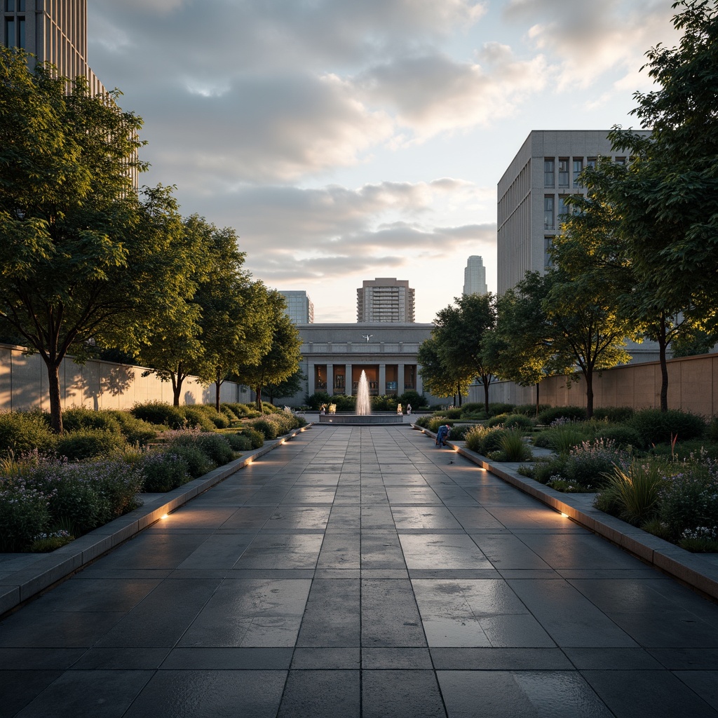 Prompt: Solemn memorial center, reverent atmosphere, soft warm lighting, subtle shadows, gentle spotlights, dignified monument, respectful pedestrian walkways, serene water features, lush greenery, blooming flowers, majestic trees, cloudy sky, morning dew, peaceful ambiance, natural stone walls, elegant fountains, commemorative plaques, subtle color grading, high contrast ratio, cinematic mood lighting, 1/2 composition, shallow depth of field, realistic textures.