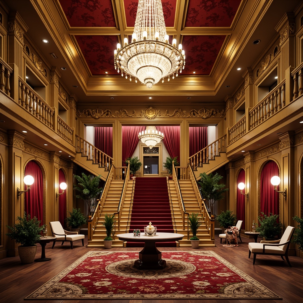 Prompt: Luxurious casino interior, ornate neoclassical details, golden accents, crystal chandeliers, intricate moldings, rich velvet fabrics, marble floors, grand staircases, lavish furnishings, regal throne-like seating, opulent drapery, majestic columns, ornamental archways, sparkling crystal fixtures, warm soft lighting, shallow depth of field, 1/2 composition, realistic textures, ambient occlusion.