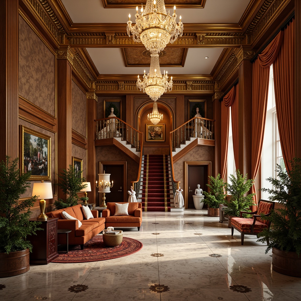 Prompt: Elegant luxury mansion, ornate golden fixtures, lavish crystal chandeliers, plush velvet upholstery, intricate marble flooring, majestic grand staircase, opulent wall tapestries, regal throne-like furniture, extravagant floral arrangements, sparkling diamond decorations, lavish satin drapes, sophisticated ambient lighting, shallow depth of field, 3/4 composition, panoramic view, realistic textures, ambient occlusion.