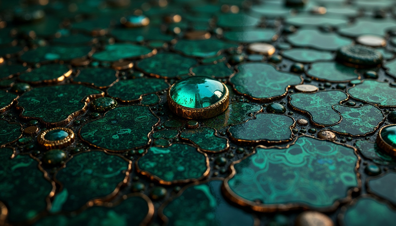 Prompt: Rich malachite gemstone, swirling patterns, deep blues, emerald greens, copper accents, earthy undertones, luxurious velvet textures, ornate gold details, mystical ambiance, dim warm lighting, shallow depth of field, 1/2 composition, realistic reflections, ambient occlusion.