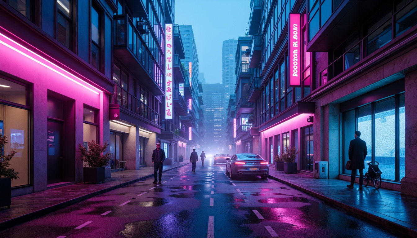 Prompt: Neon-lit cityscape, sleek metallic surfaces, iridescent hues, electric blue accents, vibrant pink neon lights, glowing purple undertones, chrome-plated details, holographic effects, futuristic skyscrapers, cyberpunk atmosphere, dark alleys, misty fog, atmospheric lighting, high-contrast shadows, cinematic composition, 1/1 aspect ratio, shallow depth of field, realistic reflections.