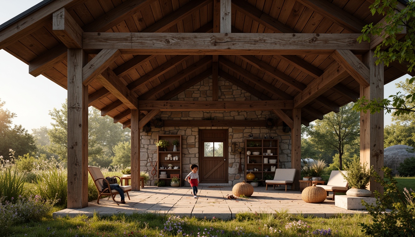 Prompt: Rustic barn, wooden beams, vintage farm tools, hayloft, natural stone walls, earthy color palette, curved rooflines, asymmetrical architecture, distressed wood textures, wildflower meadow, sunny afternoon, soft warm lighting, shallow depth of field, 1/1 composition, intimate close-up shots, realistic weathering effects, ambient occlusion.