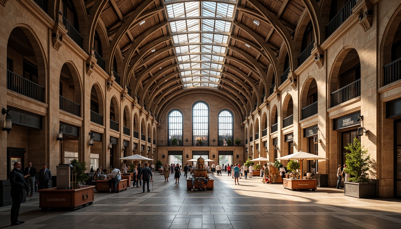 Prompt: Grand train station, sweeping curved lines, elegant arches, ornate details, luxurious materials, high ceilings, spacious interiors, natural stone floors, intricate metalwork, vintage luggage carts, bustling atmosphere, warm soft lighting, shallow depth of field, 1/1 composition, realistic textures, ambient occlusion.