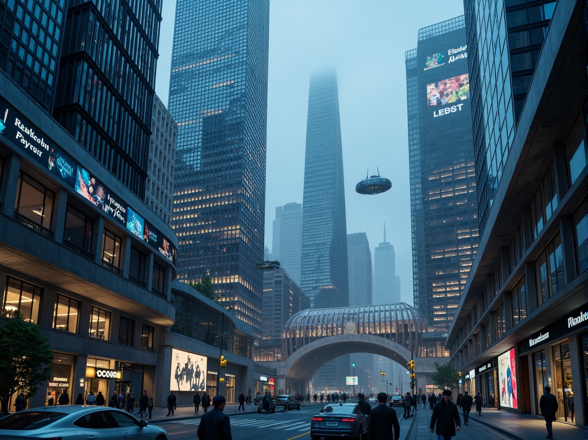 Prompt: Futuristic cityscape, neon-lit skyscrapers, curved metallic structures, holographic advertisements, levitating transportation pods, elevated walkways, transparent glass tunnels, iridescent LED lights, atmospheric mist, distant foggy horizon, cinematic 3/4 composition, low-angle shot, dramatic chiaroscuro lighting, reflective surfaces, ambient occlusion, intricate circuitry patterns, sleek minimalist design, avant-garde furniture, virtual reality interfaces, augmented reality displays.