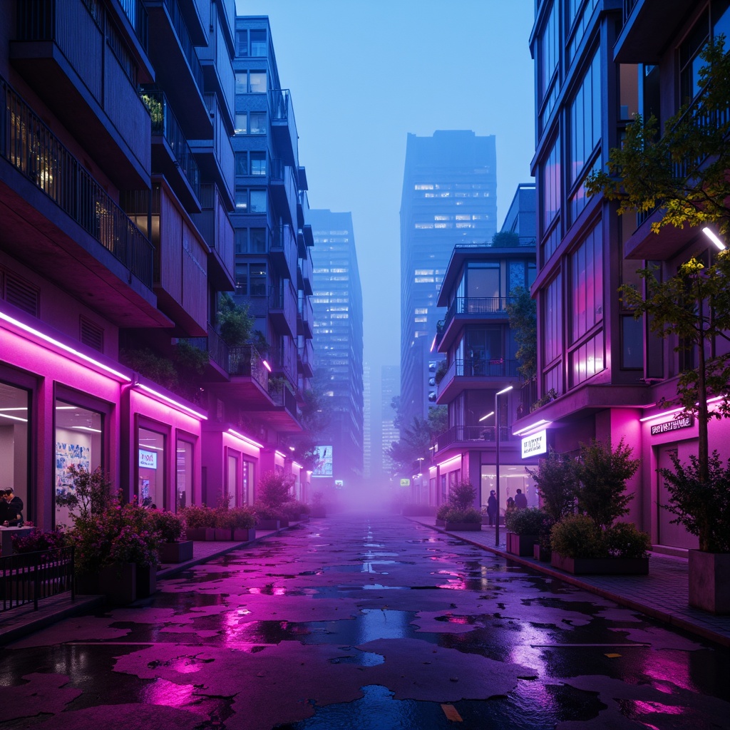 Prompt: Neon-lit cityscape, sleek metallic surfaces, iridescent hues, electric blue accents, vibrant pink neon lights, glowing purple undertones, chrome-plated details, holographic effects, futuristic skyscrapers, cyberpunk atmosphere, dark alleys, misty fog, atmospheric lighting, high-contrast shadows, cinematic composition, 1/1 aspect ratio, shallow depth of field, realistic reflections.