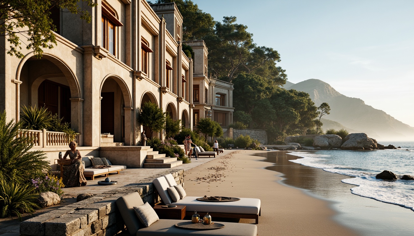 Prompt: Majestic coastal mansion, ornate Baroque architecture, grandiose facade, intricately carved stonework, sweeping archways, dramatic ocean views, sandy beachfront, rocky shoreline, crashing waves, salty sea air, warm sunny day, soft golden lighting, shallow depth of field, 1/1 composition, realistic textures, ambient occlusion, luxurious interior design, opulent furnishings, lavish decorations, grand chandeliers, ornate mirrors, rich wood paneling.