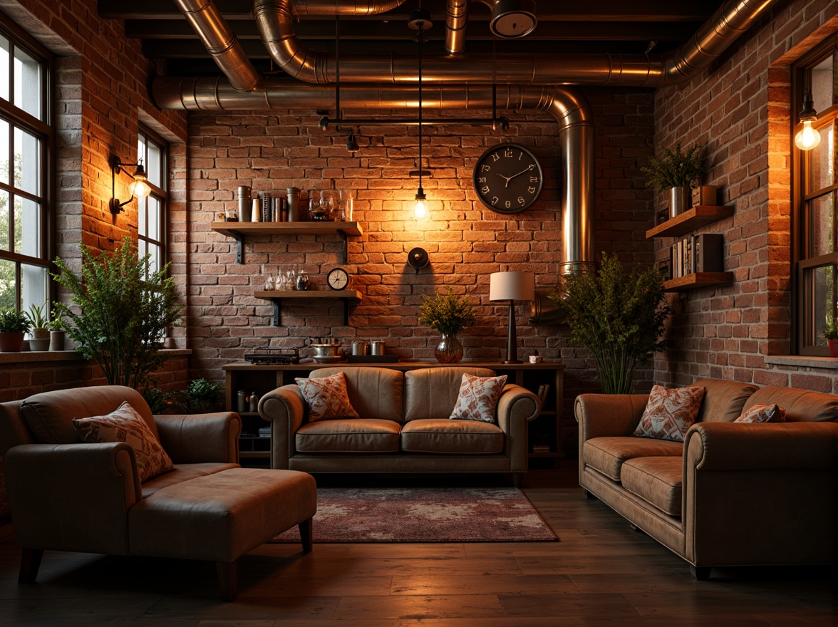 Prompt: Rustic industrial backdrop, distressed copper accents, exposed brick walls, metallic pipes, reclaimed wood textures, vintage machinery parts, worn leather upholstery, Edison bulb lighting, warm golden tones, high contrast shadows, dramatic spotlighting, 1/1 composition, shallow depth of field, realistic reflections, ambient occlusion.