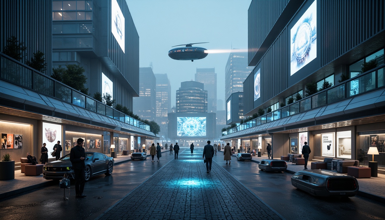 Prompt: Futuristic cityscape, neon-lit skyscrapers, curved metallic structures, holographic advertisements, levitating transportation pods, elevated walkways, transparent glass tunnels, iridescent LED lights, atmospheric mist, distant foggy horizon, cinematic 3/4 composition, low-angle shot, dramatic chiaroscuro lighting, reflective surfaces, ambient occlusion, intricate circuitry patterns, sleek minimalist design, avant-garde furniture, virtual reality interfaces, augmented reality displays.