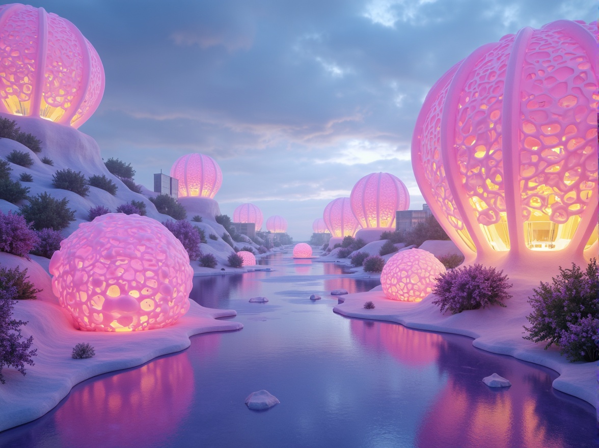 Prompt: Vibrant blob-like structures, iridescent colors, shimmering effects, neon hues, pastel shades, soft gradients, glowing accents, luminescent materials, futuristic ambiance, sci-fi inspired design, abstract shapes, organic forms, fluid dynamics, dreamy atmosphere, surreal landscapes, misty backgrounds, ethereal lighting, 3/4 composition, panoramic view, realistic textures, ambient occlusion.