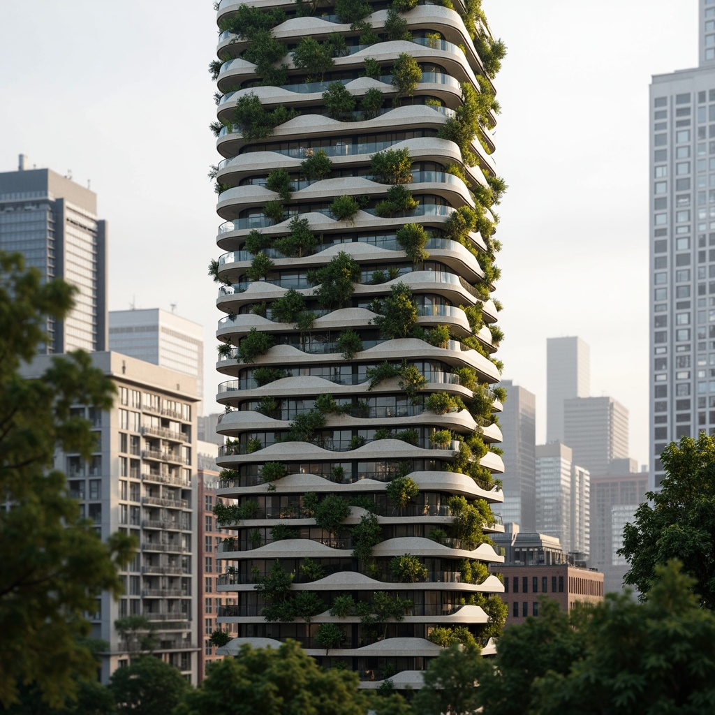 Prompt: Urban skyscraper, sleek modern architecture, green walls, lush vertical gardens, thriving plants, natural ventilation systems, energy-efficient design, sustainable living spaces, floor-to-ceiling windows, panoramic city views, misty morning light, soft warm ambiance, shallow depth of field, 3/4 composition, realistic textures, ambient occlusion.