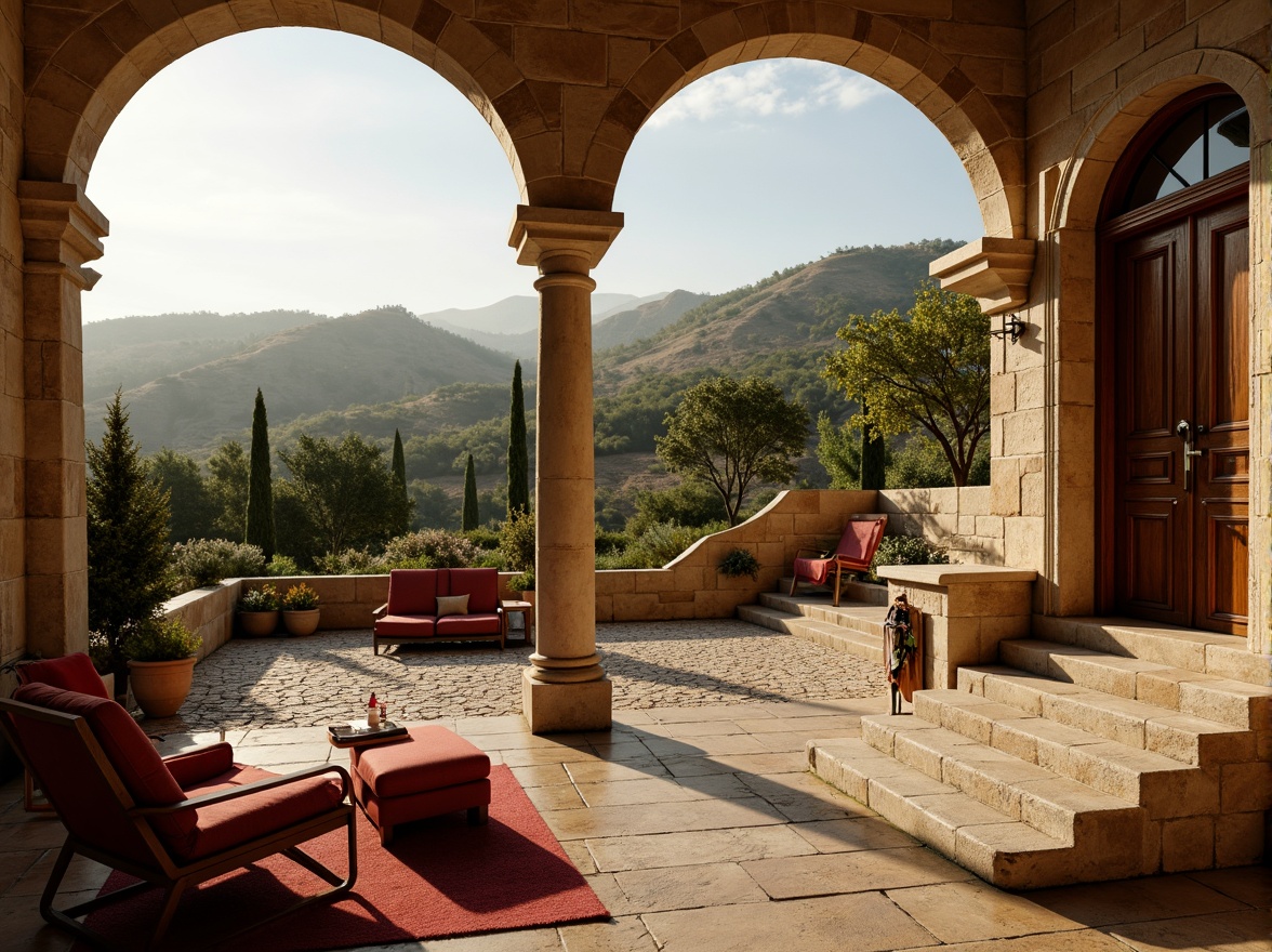 Prompt: Cinematic villa, Mediterranean landscape, rolling hills, olive groves, cypress trees, rustic stone walls, earthy tones, warm golden lighting, cinematic camera angles, dramatic shadows, 3/4 composition, shallow depth of field, realistic textures, ambient occlusion, ornate wooden doors, grand entrance halls, sweeping staircases, luxurious furnishings, vintage film cameras, director's chairs, clapboards, movie posters, red carpet, paparazzi flashes.