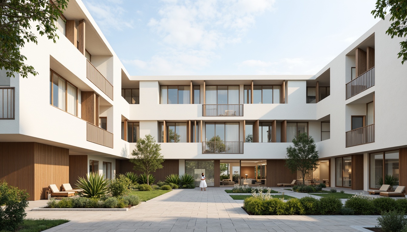 Prompt: Simple student hall facade, minimalist architecture, clean lines, white walls, large windows, sliding glass doors, wooden accents, natural stone flooring, green roofs, vertical gardens, modern lighting fixtures, subtle color scheme, calm atmosphere, soft natural light, shallow depth of field, 1/1 composition, realistic textures, ambient occlusion.