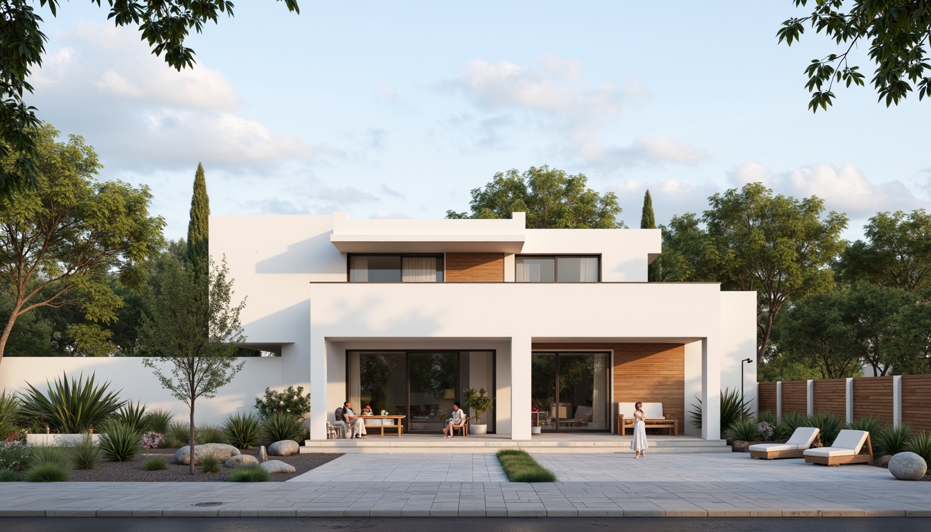 Prompt: Simple student hall facade, minimalist architecture, clean lines, white walls, large windows, sliding glass doors, wooden accents, natural stone flooring, green roofs, vertical gardens, modern lighting fixtures, subtle color scheme, calm atmosphere, soft natural light, shallow depth of field, 1/1 composition, realistic textures, ambient occlusion.