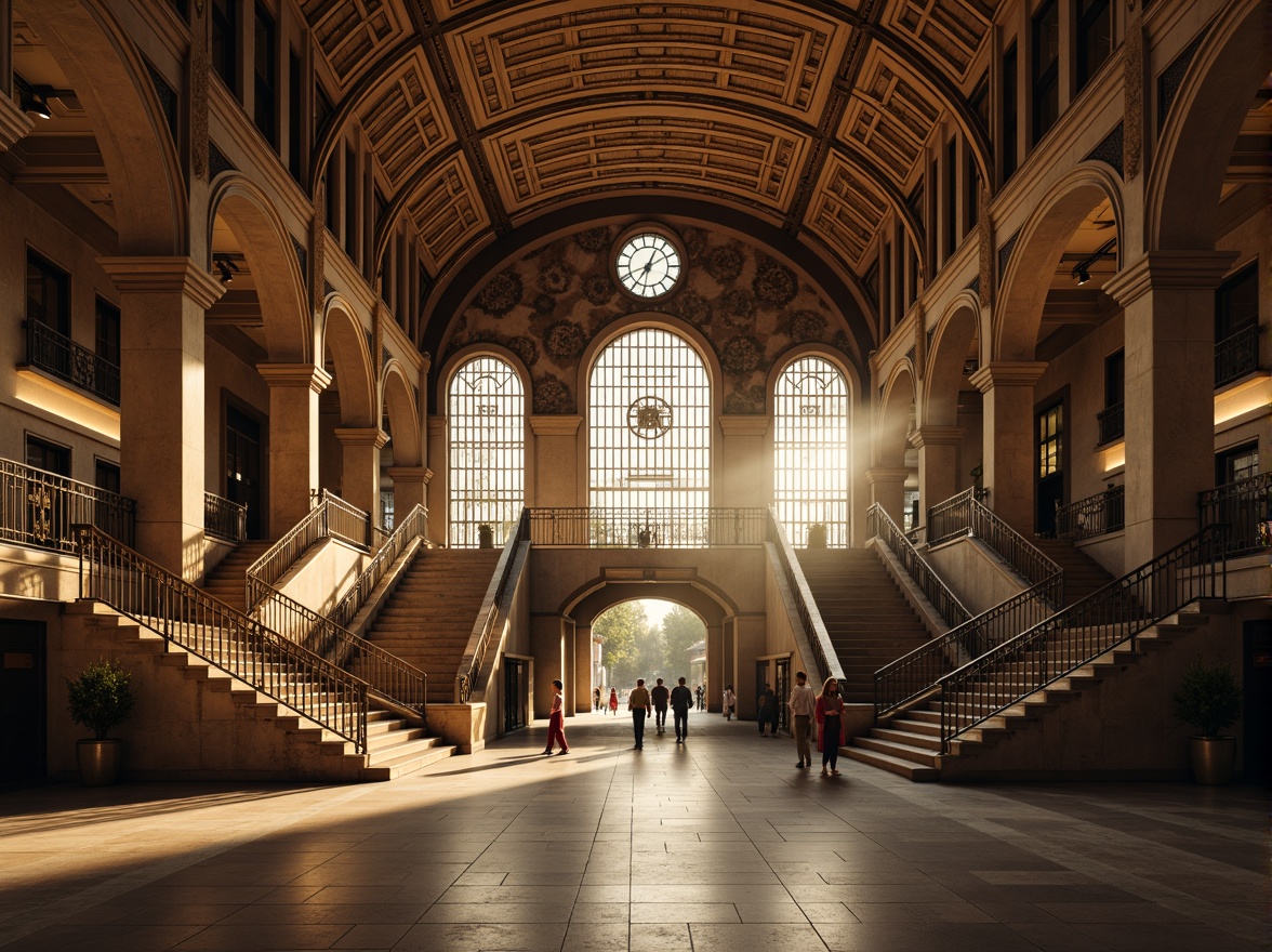 Prompt: Grandiose metro station entrance, Gothic arches, ribbed vaults, ornate stone carvings, intricate stained glass windows, majestic clock towers, imposing stone columns, dramatic lighting effects, atmospheric misting systems, polished granite floors, ornamental metal railings, grand staircases, high ceilings, symmetrical composition, 1/1 aspect ratio, warm golden lighting, shallow depth of field, realistic textures, ambient occlusion.