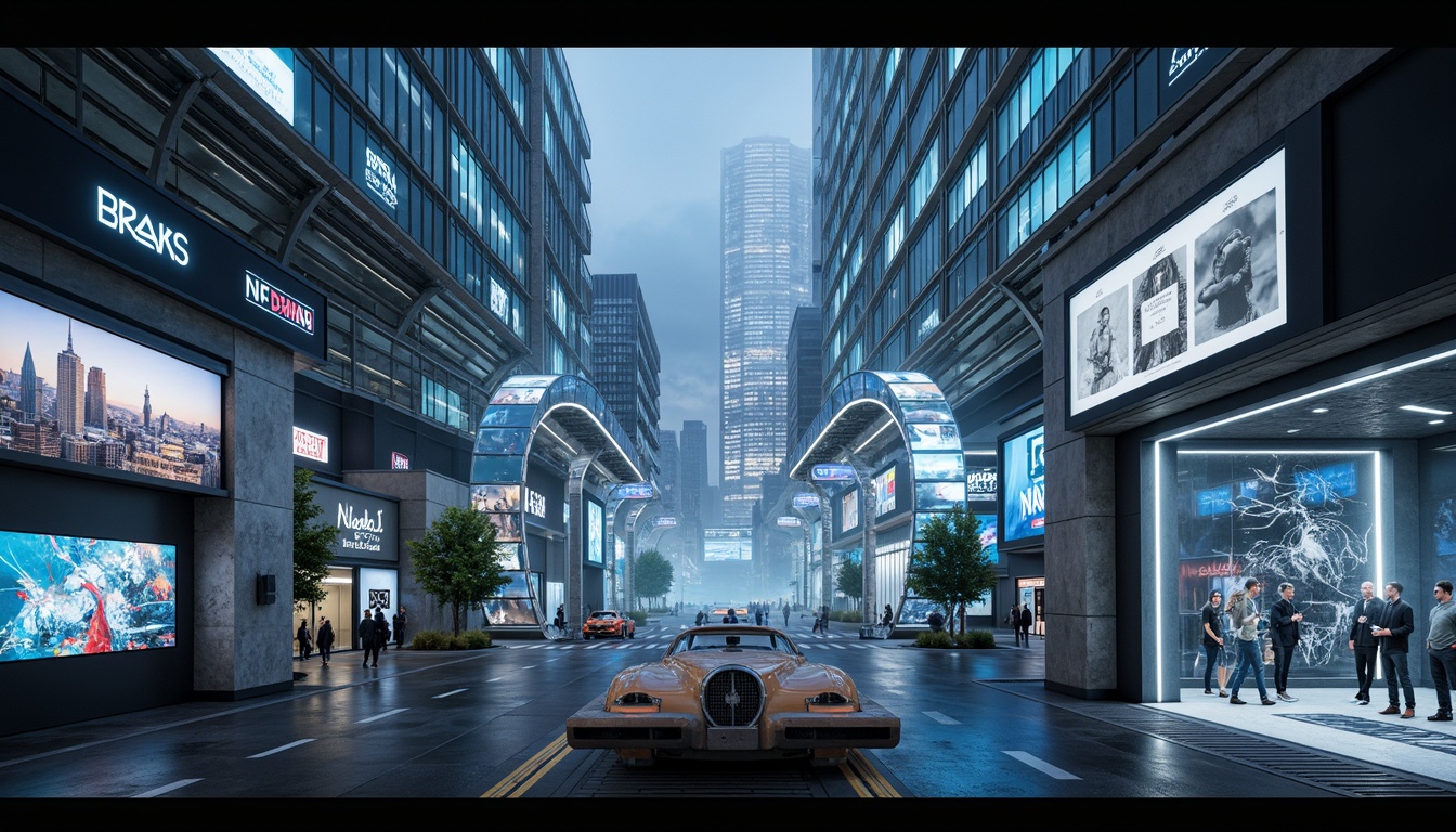 Prompt: Futuristic cityscape, neon-lit skyscrapers, curved metallic structures, holographic advertisements, levitating transportation pods, elevated walkways, transparent glass tunnels, iridescent LED lights, atmospheric mist, distant foggy horizon, cinematic 3/4 composition, low-angle shot, dramatic chiaroscuro lighting, reflective surfaces, ambient occlusion, intricate circuitry patterns, sleek minimalist design, avant-garde furniture, virtual reality interfaces, augmented reality displays.